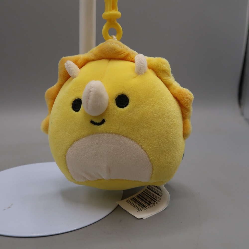 Lancaster Yellow Triceratops Squishmallows Clip Keychain 3.5" New with Tag